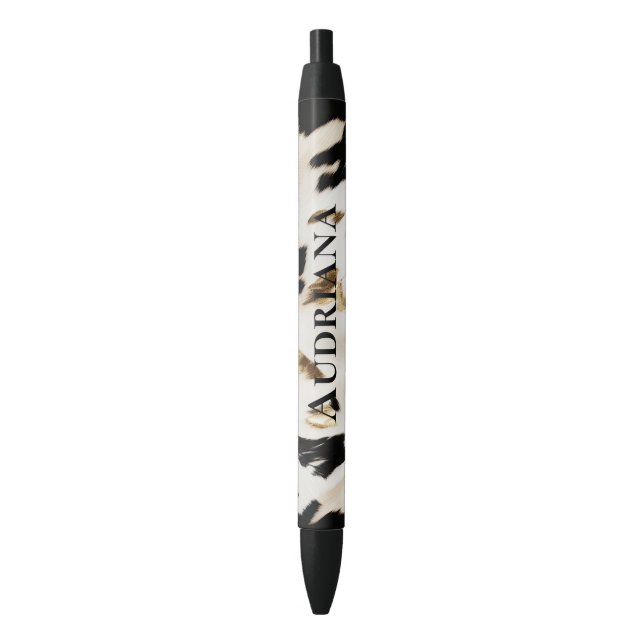 Black White Gold Southwest Cowhide  Pen (Front Vertical)