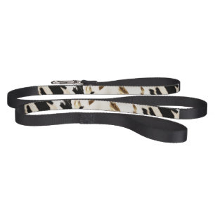 Black White Gold Southwest Cowhide Pet Leash