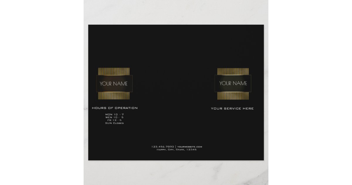 Black White Gold SPA Salon Hairdresser Brochure | Zazzle Black White Gold  SPA Salon  Hairdresser Brochure | Zazzle