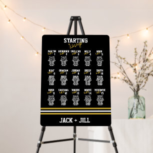 Black White Gold Sporty Wedding Seating Chart Foam Board
