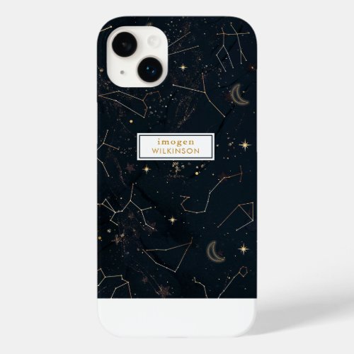 Black  white gold stars name constellations   Case_Mate iPhone 14 plus case