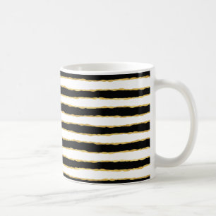 Black White Gold Stripes Coffee Mug