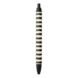 Black White Gold Stripes Pen