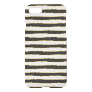 Black White Gold Stripes iPhone SE/8/7 Case