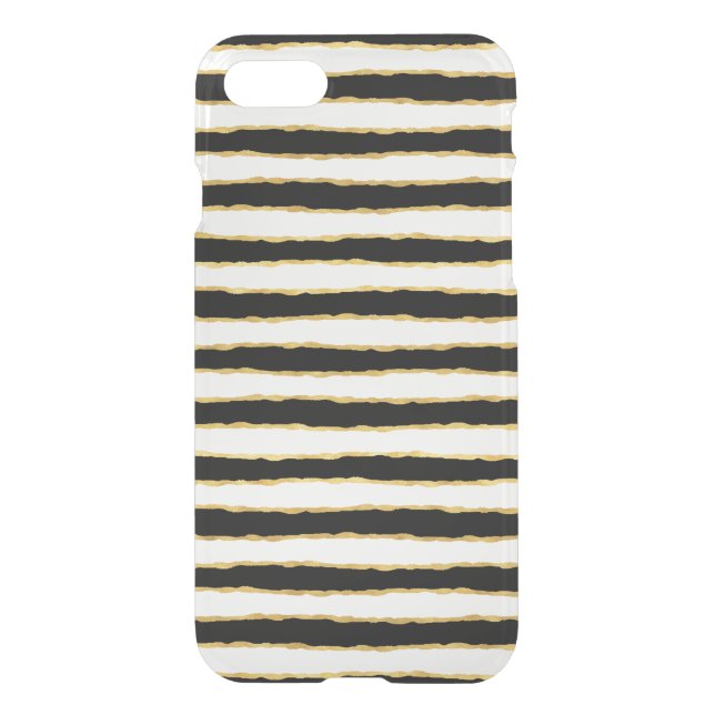 Black White Gold Stripes Uncommon iPhone Case (Back)