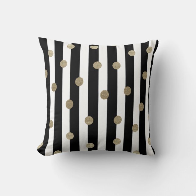 Black, White & Gold Throw Pillow (Front)