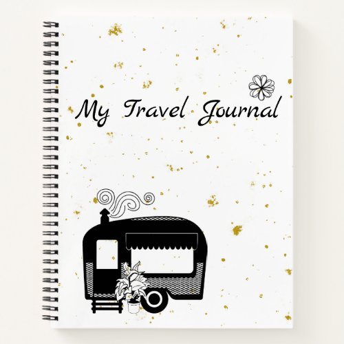 Black White  Gold Travel Journal Planner Diary RV