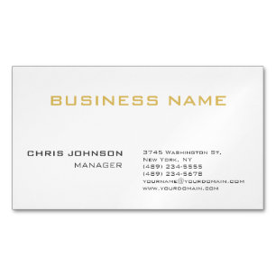 Black White Gold Unique Trendy Minimalist Plain Business Card Magnet