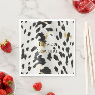 Black White Gold Western Cowhide Napkins