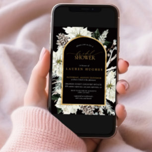 Black & White Gold Winter Bridal Shower Invitation