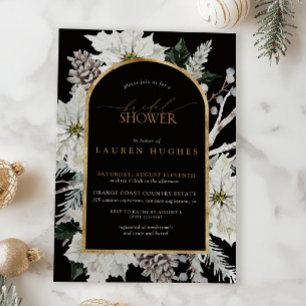 Black & White Gold Winter Bridal Shower Invitation