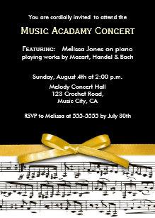 recital invitations zazzle