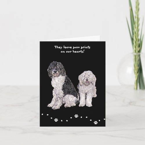 Black  White Golden Doodle Pet Sympathy Card