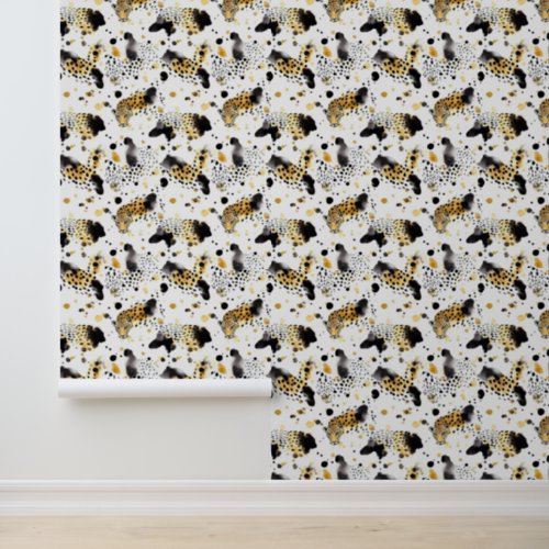 Black White Golden Leopard Animal  Wallpaper