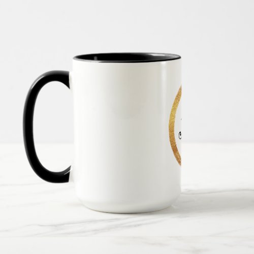 Black White Golden Ring Initials Monogram Love Mug