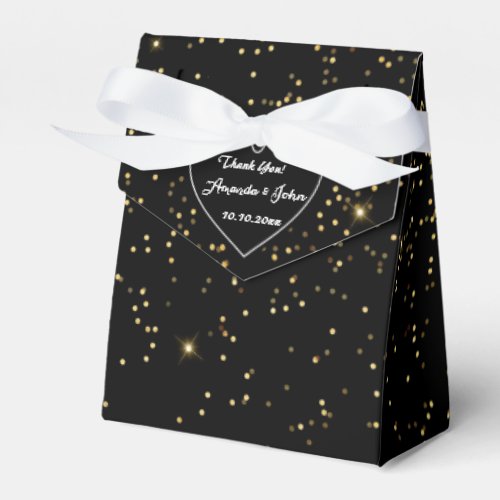 Black White Golden Sparkly Wedding Favor Thank You Favor Boxes