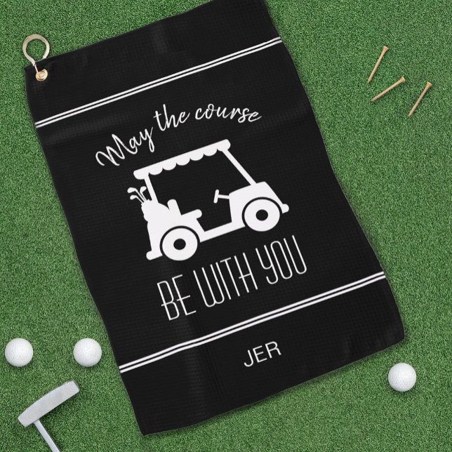 Black & White Golf Course Quote Modern Golf Cart  Towel (Creator Uploaded)