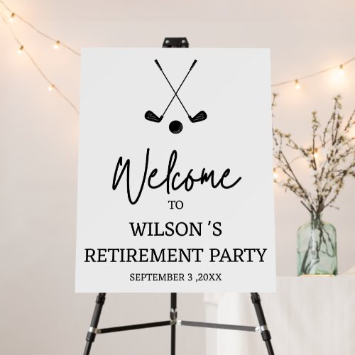 Black & White Golf  Retirement Party Welcome Sign