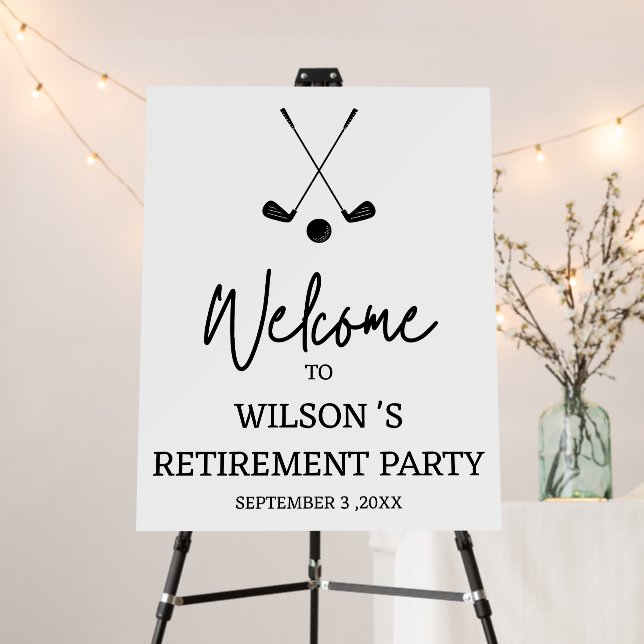 Black & White Golf  Retirement Party Welcome Sign (In Situ (Stand))