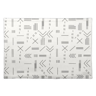Black White Gorgeous Modern Geometric Pattern Cloth Placemat