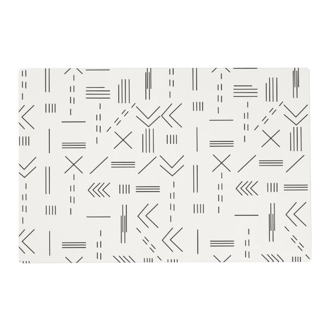 Black White Gorgeous Modern Geometric Pattern Placemat (Back)