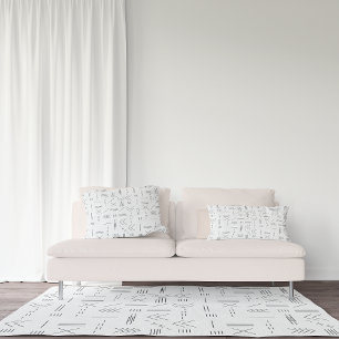 Black White Gorgeous Modern Geometric Pattern Rug