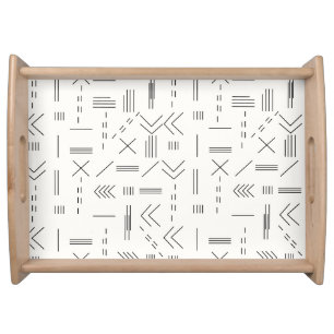 Black White Gorgeous Modern Geometric Pattern Serving Tray