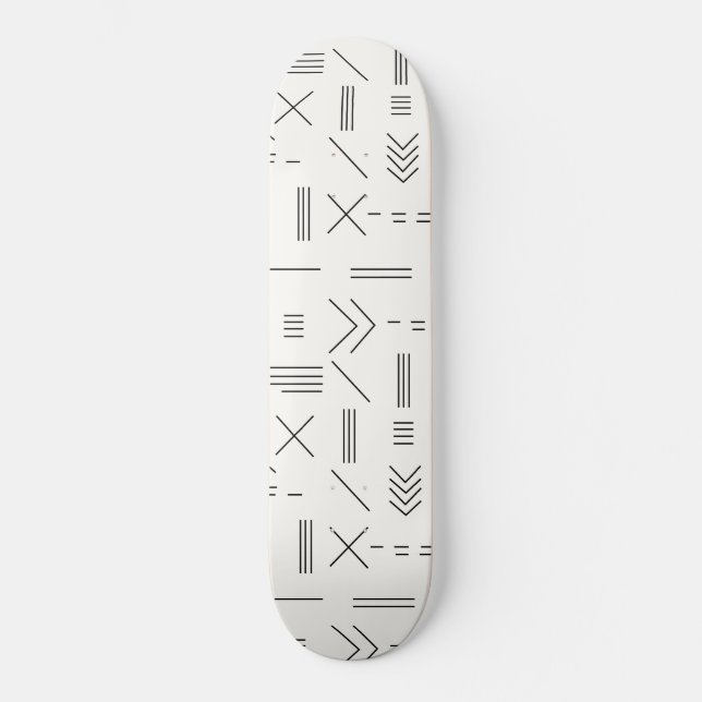 Black White Gorgeous Modern Geometric Pattern Skateboard (Front)