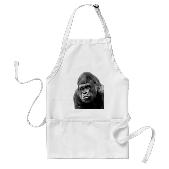Black White Gorilla Adult Apron (Front)
