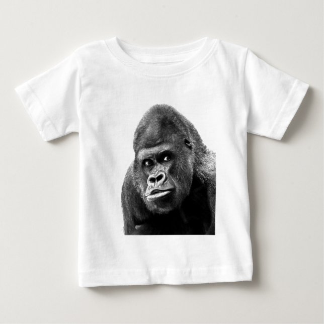 Black White Gorilla Baby T-Shirt (Front)