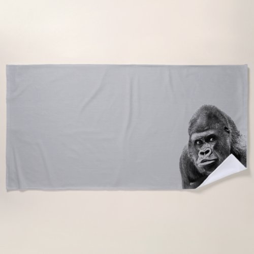 Black White Gorilla Beach Towel