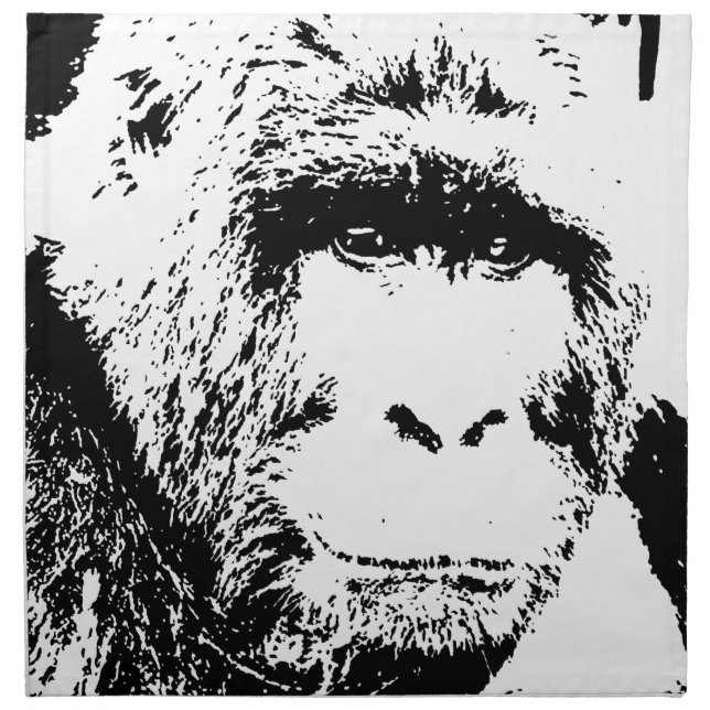 Black & White Gorilla Cloth Napkin (Front)