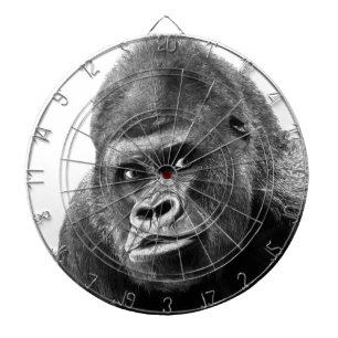 Black White Gorilla Dartboard With Darts