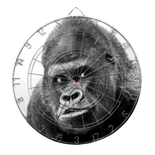 Black White Gorilla Dartboard With Darts (Front)