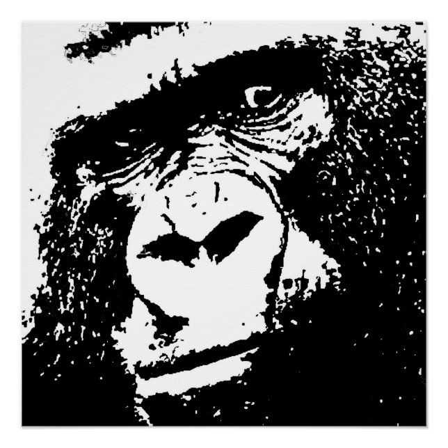 Black White Gorilla Face Pop Art Perfect Poster (Front)