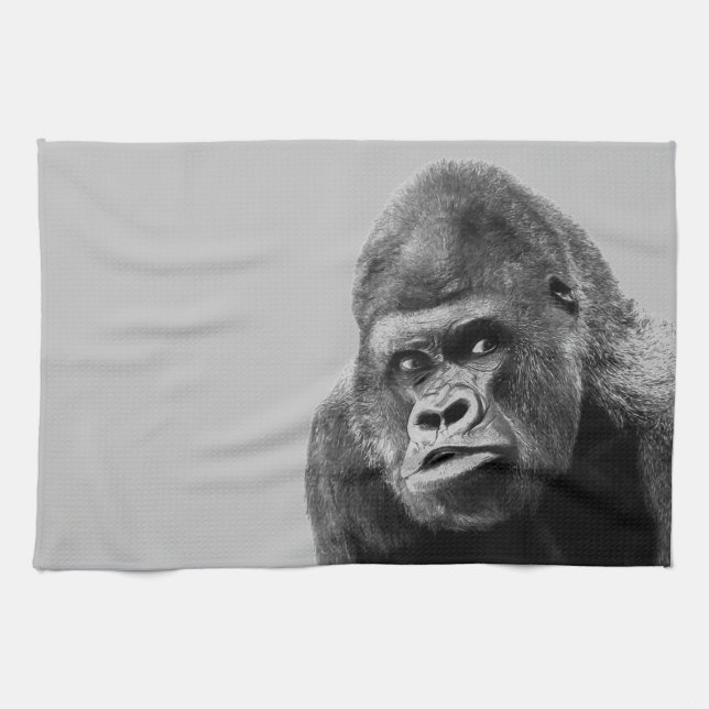 Black White Gorilla Kitchen Towel (Horizontal)