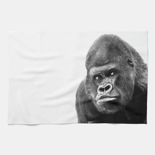 Black White Gorilla Kitchen Towel (Horizontal)