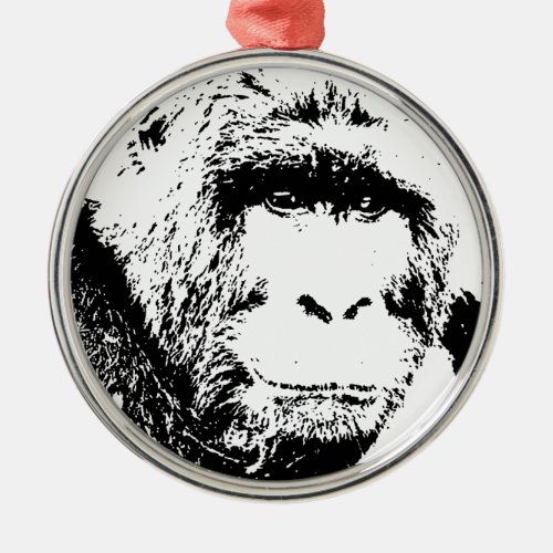 Black  White Gorilla Metal Ornament