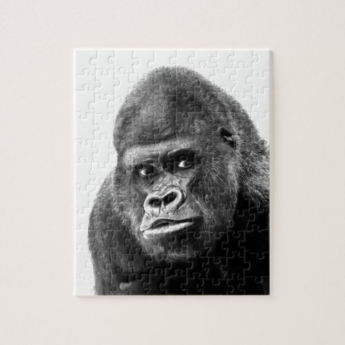 Black White Gorilla Photo _ Animals Art Jigsaw Puzzle