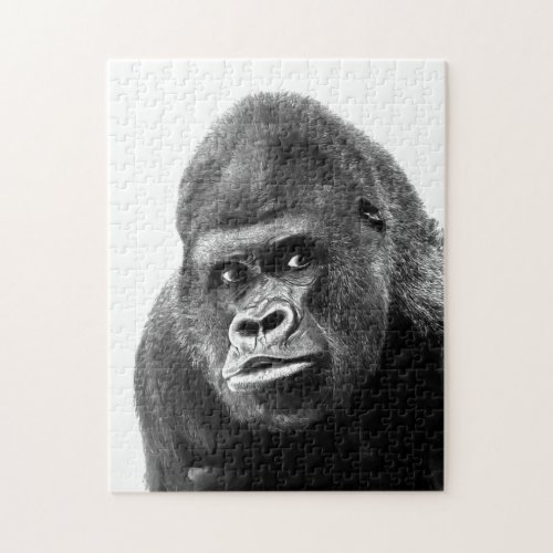 Black White Gorilla Photo _ Animals Art Jigsaw Puzzle