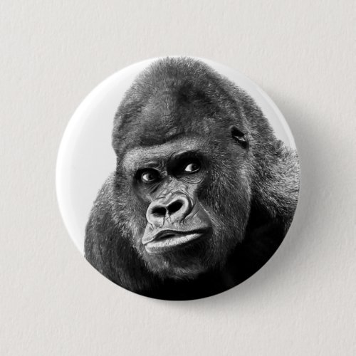 Black White Gorilla Pinback Button