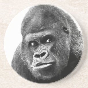 Black White Gorilla Sandstone Coaster