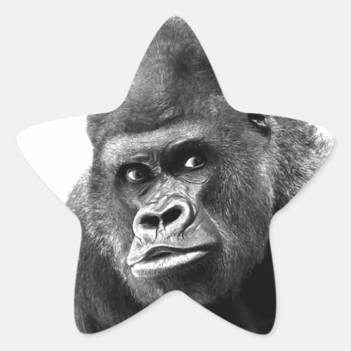 Black White Gorilla Star Sticker
