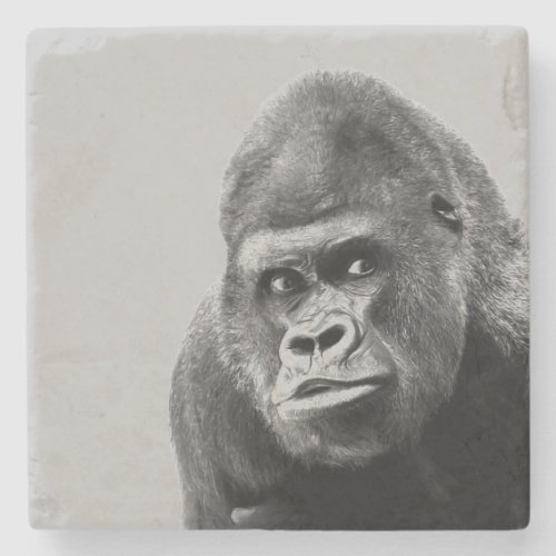 Black White Gorilla Stone Coaster