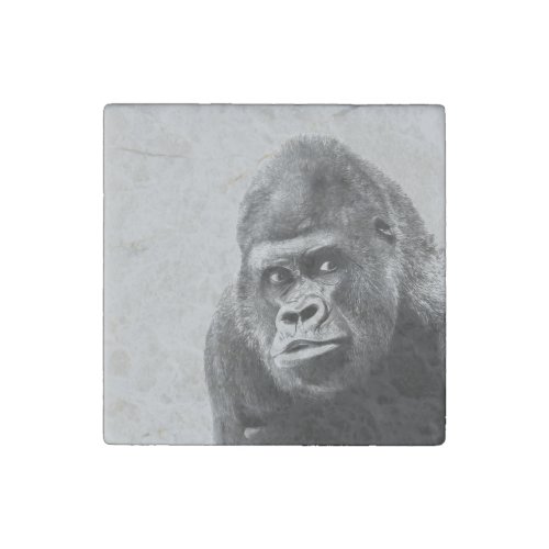 Black White Gorilla Stone Magnet