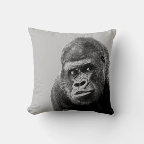 Black White Gorilla Throw Pillow