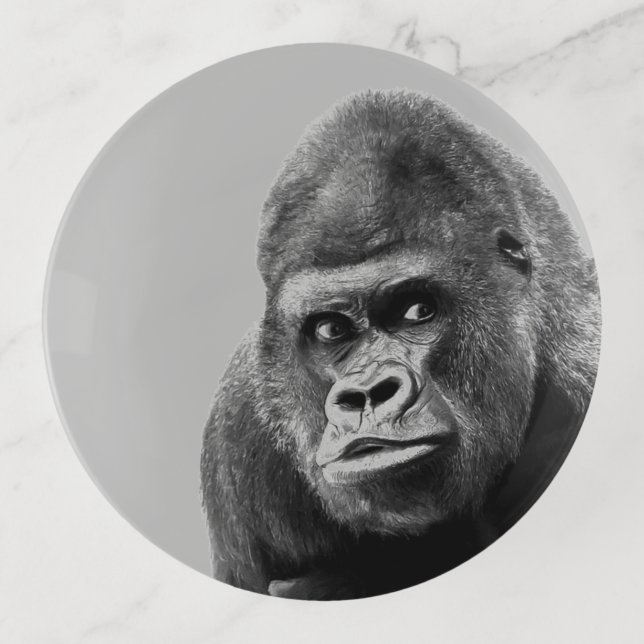 Black White Gorilla Trinket Tray (Front)