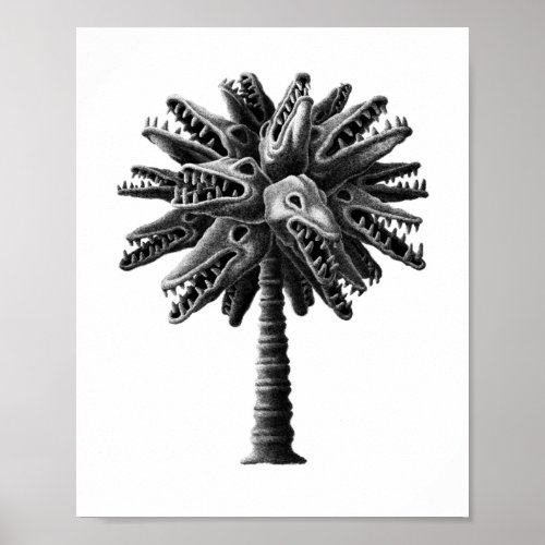 Black White Gothic Skulls Horror Palm Tree Poster