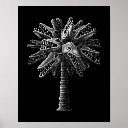 Black White Gothic Skulls Horror Tree Poster