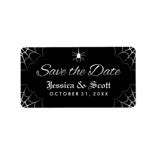 Black White Gothic Spider  Web Save the Date Label